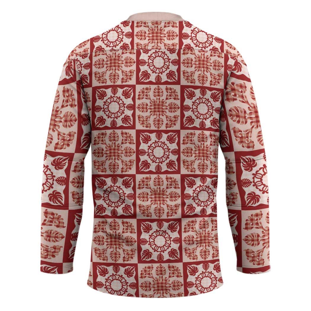 Ulaula Palaka Quilt Hawaii Hockey Jersey Hawaiian Tropical Monstera Sea Turtle