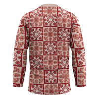 Ulaula Palaka Quilt Hawaii Hockey Jersey Hawaiian Tropical Monstera Sea Turtle