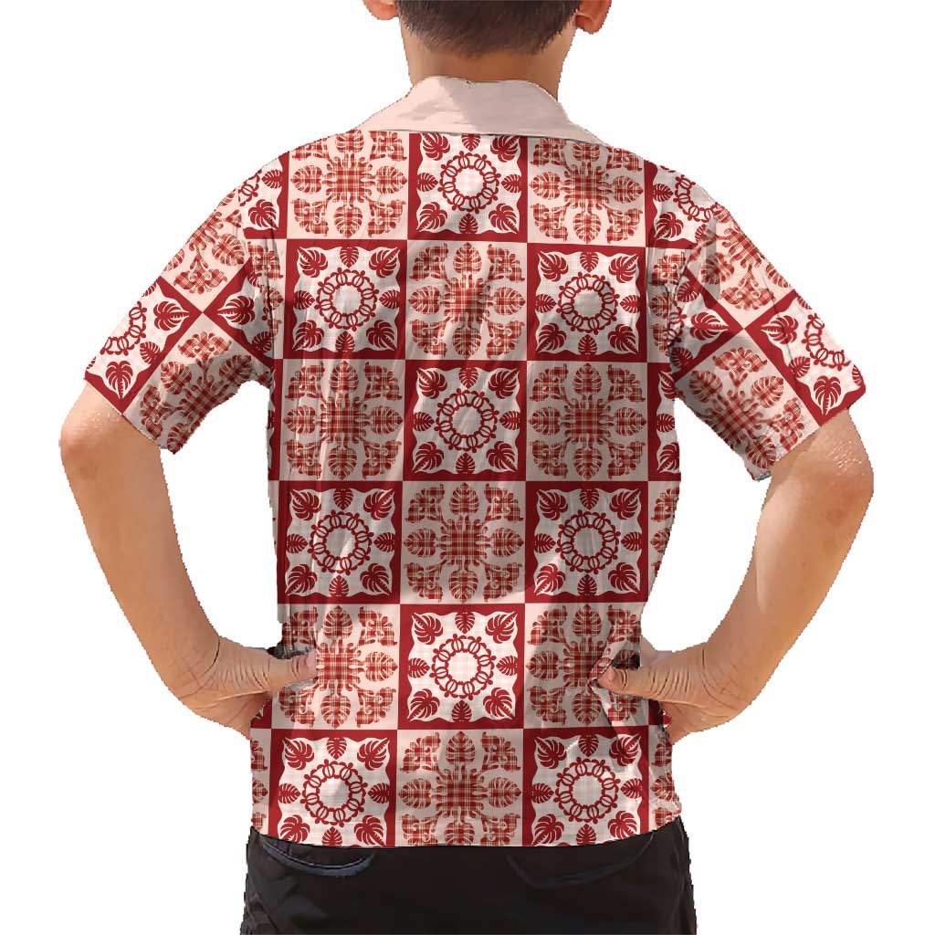 Ulaula Palaka Quilt Hawaii Kid Hawaiian Shirt Hawaiian Tropical Monstera Sea Turtle LT14 - Polynesian Pride