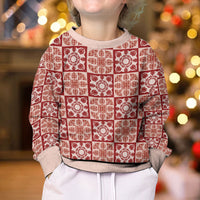 Ulaula Palaka Quilt Hawaii Kid Ugly Christmas Sweater Hawaiian Tropical Monstera Sea Turtle LT14 - Polynesian Pride