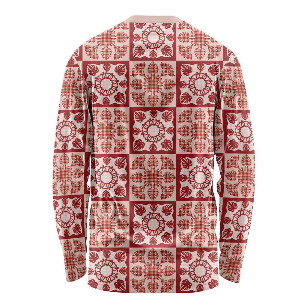 Ulaula Palaka Quilt Hawaii Long Sleeve Shirt Hawaiian Tropical Monstera Sea Turtle