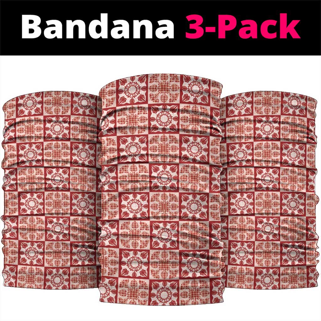 Ulaula Palaka Quilt Hawaii Neck Gaiter Hawaiian Tropical Monstera Sea Turtle LT14 package One Size: 25*50cm Red - Polynesian Pride