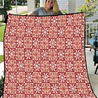 Ulaula Palaka Quilt Hawaii Quilt Hawaiian Tropical Monstera Sea Turtle LT14 Red - Polynesian Pride