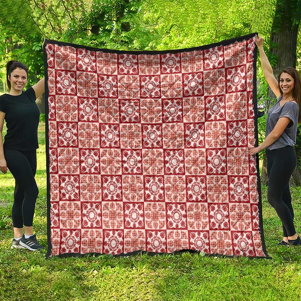 Ulaula Palaka Quilt Hawaii Quilt Hawaiian Tropical Monstera Sea Turtle LT14 - Polynesian Pride