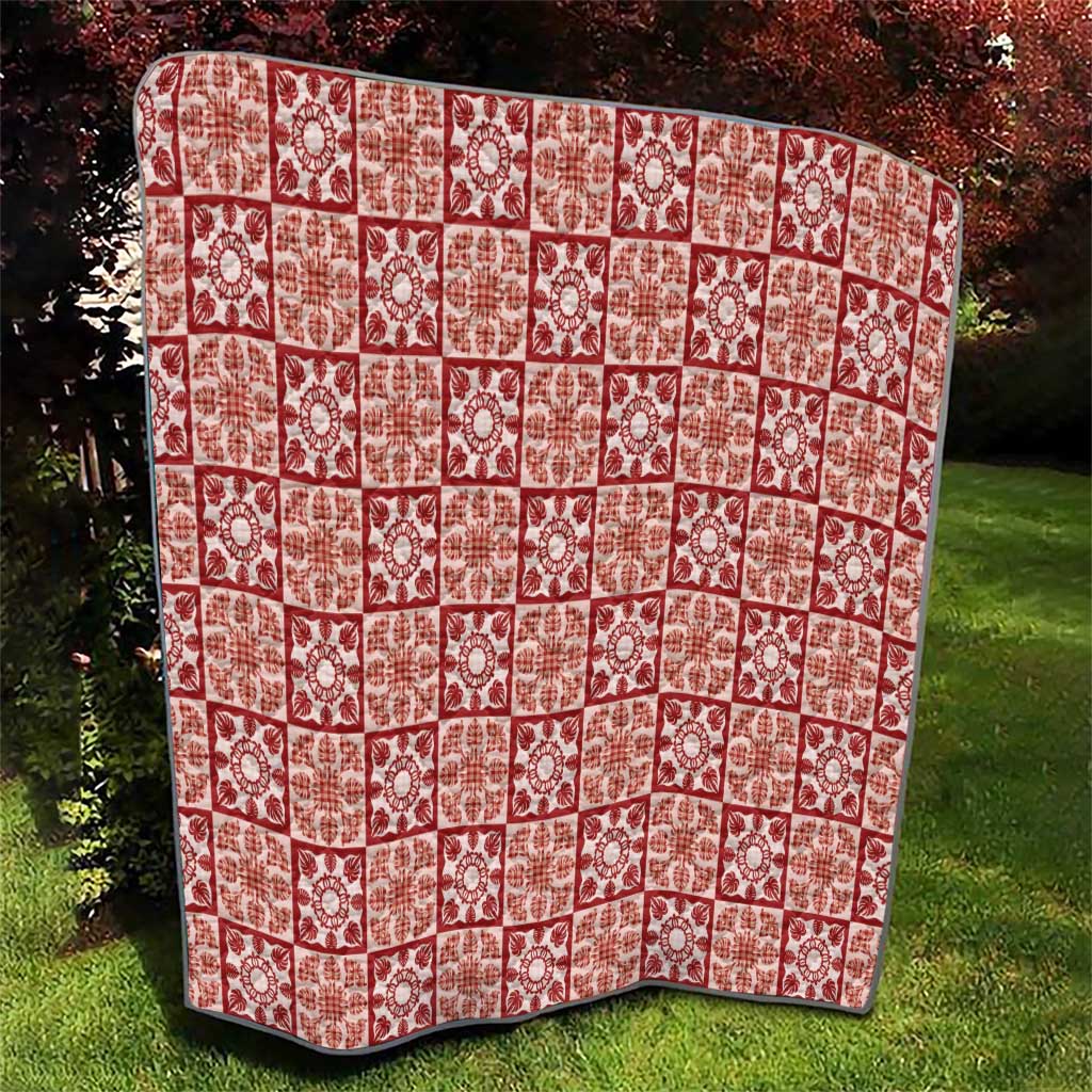 Ulaula Palaka Quilt Hawaii Quilt Hawaiian Tropical Monstera Sea Turtle LT14 - Polynesian Pride