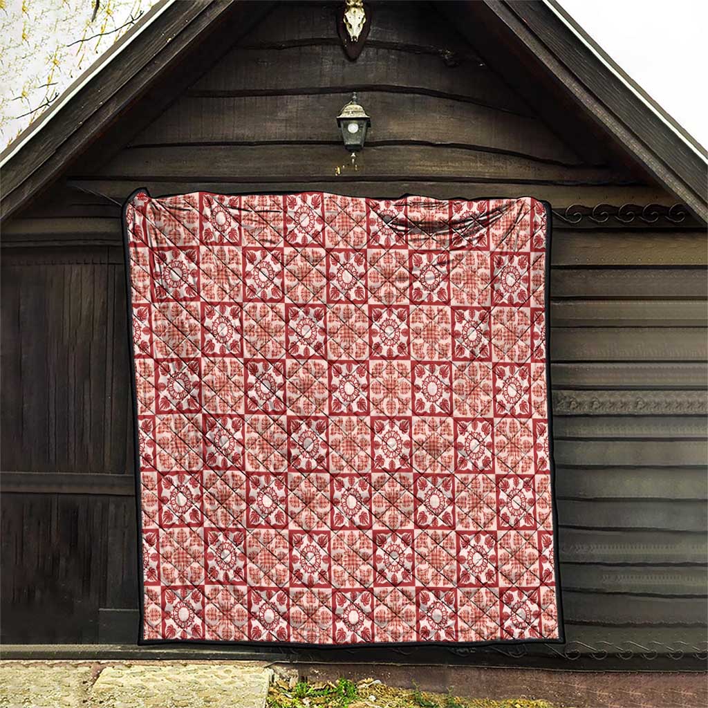 Ulaula Palaka Quilt Hawaii Quilt Hawaiian Tropical Monstera Sea Turtle LT14 - Polynesian Pride