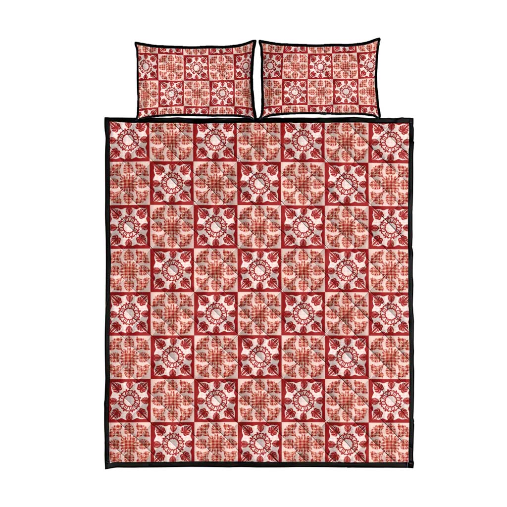 Ulaula Palaka Quilt Hawaii Quilt Bed Set Hawaiian Tropical Monstera Sea Turtle LT14 - Polynesian Pride