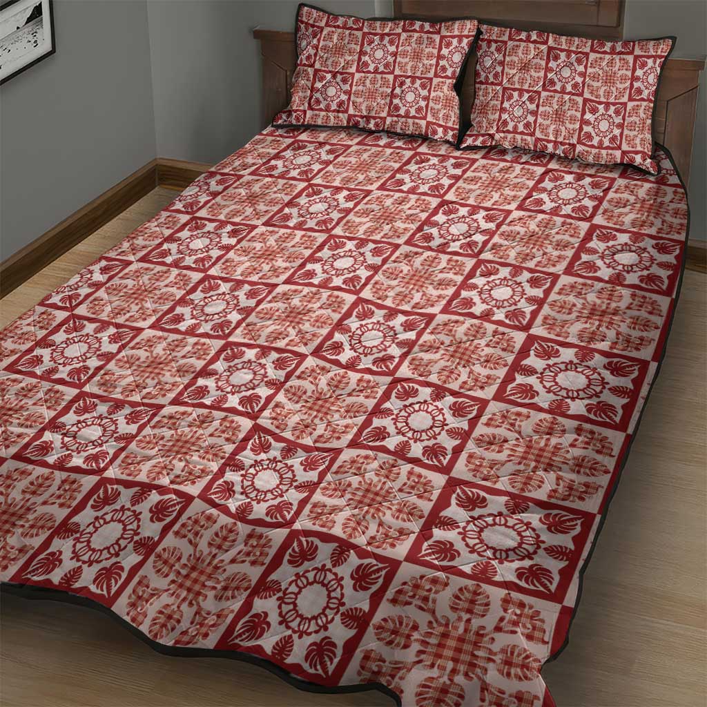 Ulaula Palaka Quilt Hawaii Quilt Bed Set Hawaiian Tropical Monstera Sea Turtle LT14 - Polynesian Pride