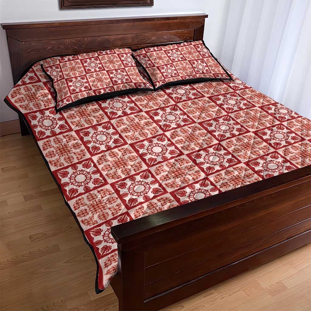 Ulaula Palaka Quilt Hawaii Quilt Bed Set Hawaiian Tropical Monstera Sea Turtle LT14 - Polynesian Pride