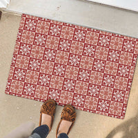 Ulaula Palaka Quilt Hawaii Rubber Doormat Hawaiian Tropical Monstera Sea Turtle