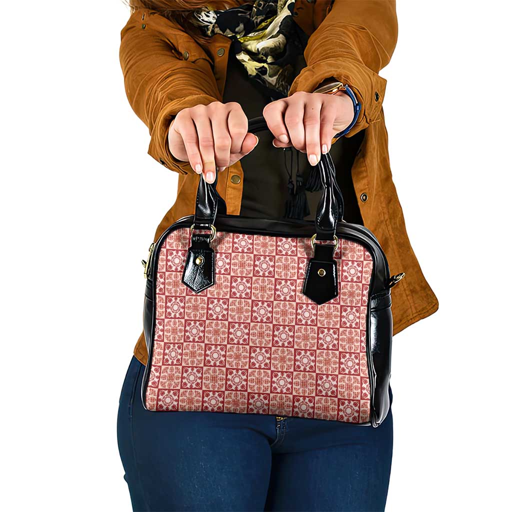 Ulaula Palaka Quilt Hawaii Shoulder Handbag Hawaiian Tropical Monstera Sea Turtle LT14 One Size Red - Polynesian Pride