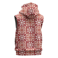 Ulaula Palaka Quilt Hawaii Sleeveless Hoodie Hawaiian Tropical Monstera Sea Turtle LT14 - Polynesian Pride