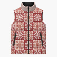 Ulaula Palaka Quilt Hawaii Sleeveless Puffer Jacket Hawaiian Tropical Monstera Sea Turtle