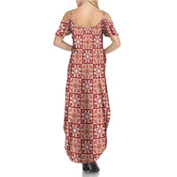 Ulaula Palaka Quilt Hawaii Summer Maxi Dress Hawaiian Tropical Monstera Sea Turtle