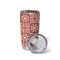 Ulaula Palaka Quilt Hawaii Tumbler Cup Hawaiian Tropical Monstera Sea Turtle LT14 - Polynesian Pride