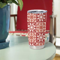Ulaula Palaka Quilt Hawaii Tumbler Cup Hawaiian Tropical Monstera Sea Turtle LT14 - Polynesian Pride