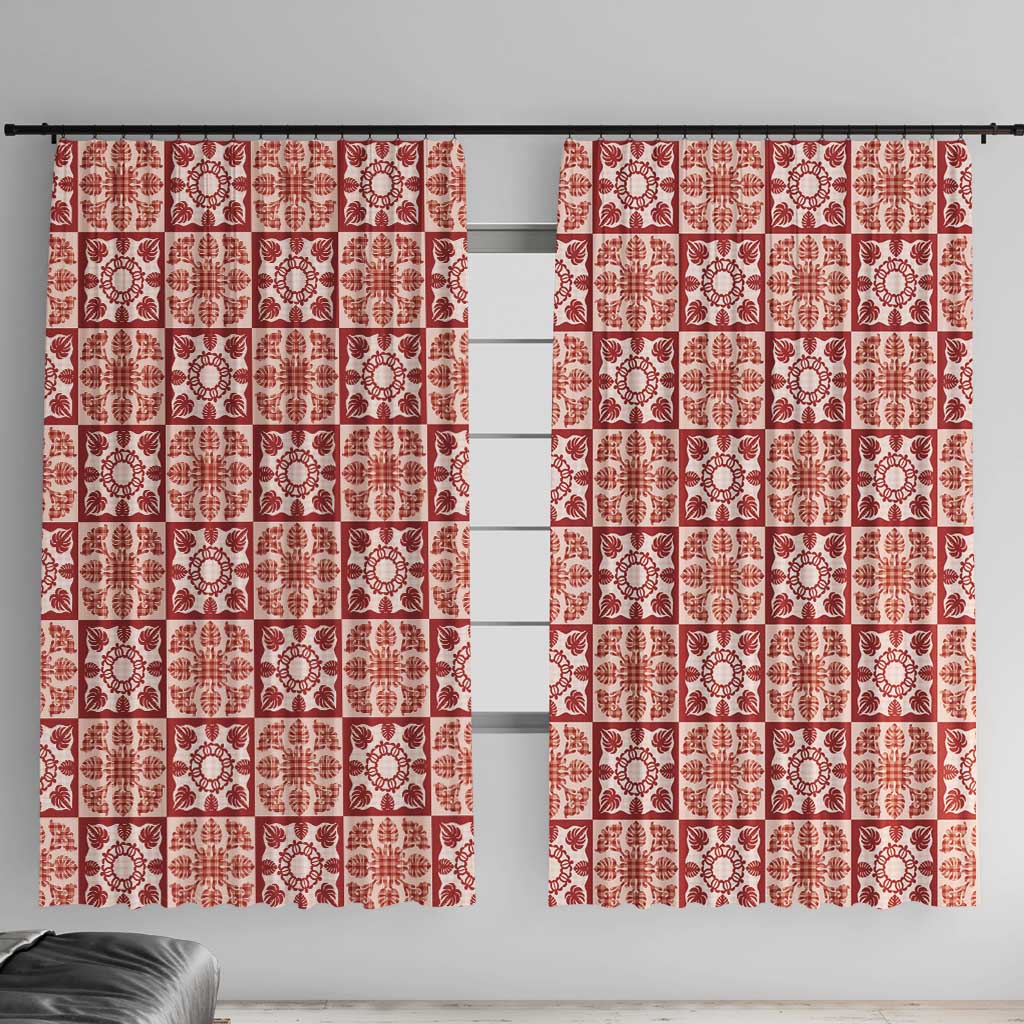 Ulaula Palaka Quilt Hawaii Window Curtain Hawaiian Tropical Monstera Sea Turtle
