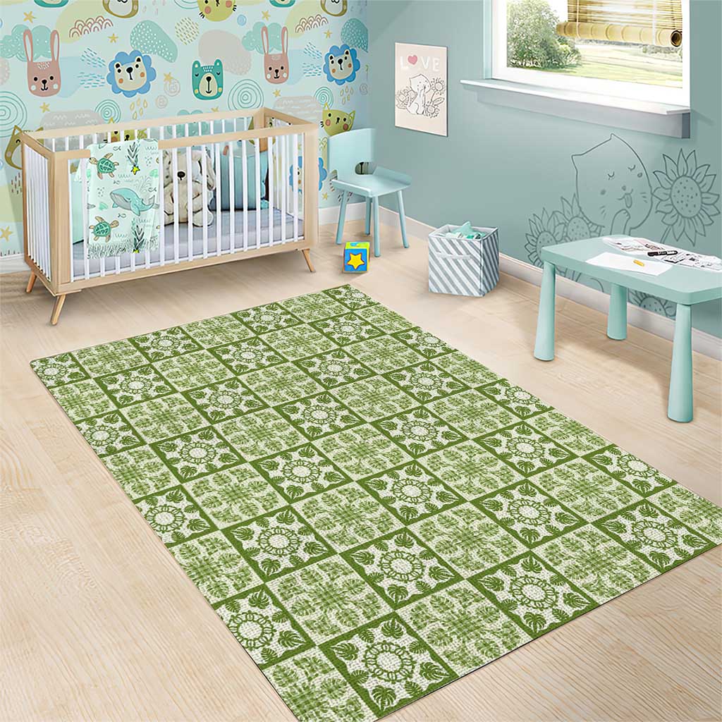 Omaomao Palaka Quilt Hawaii Area Rug Hawaiian Tropical Monstera Sea Turtle