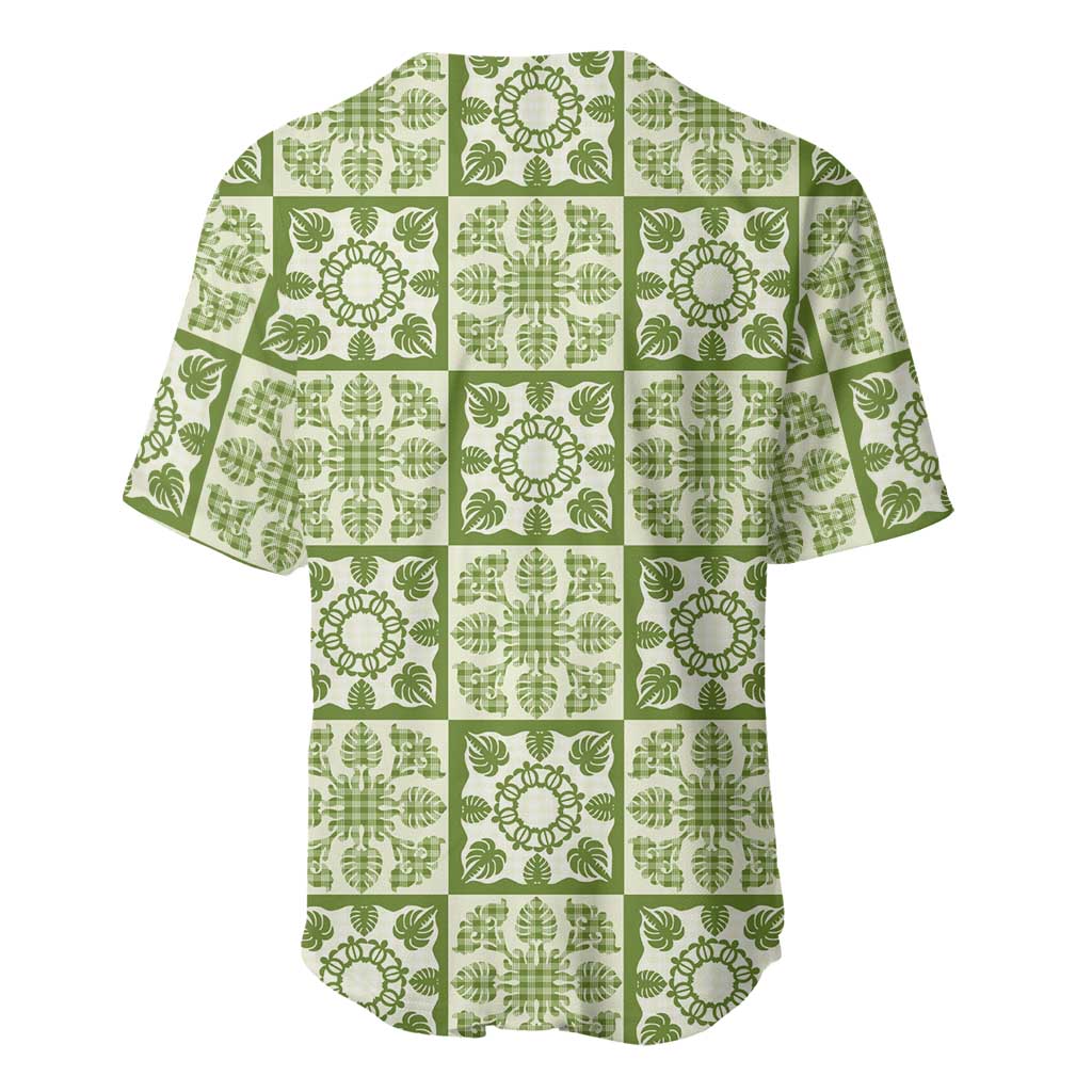 Omaomao Palaka Quilt Hawaii Baseball Jersey Hawaiian Tropical Monstera Sea Turtle