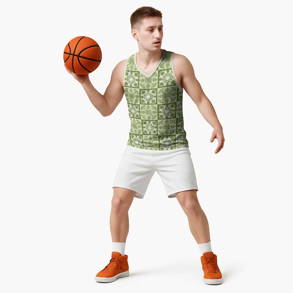 Omaomao Palaka Quilt Hawaii Basketball Jersey Hawaiian Tropical Monstera Sea Turtle LT14 - Polynesian Pride