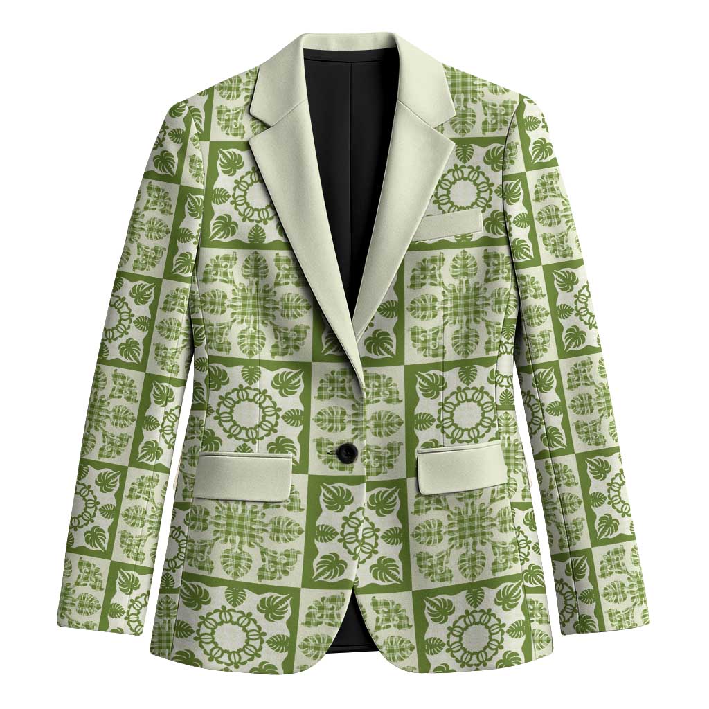 Omaomao Palaka Quilt Hawaii Blazer Hawaiian Tropical Monstera Sea Turtle LT14 Unisex Green - Polynesian Pride
