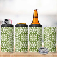 Omaomao Palaka Quilt Hawaii 4 in 1 Can Cooler Tumbler Hawaiian Tropical Monstera Sea Turtle LT14 - Polynesian Pride