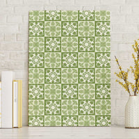 Omaomao Palaka Quilt Hawaii Canvas Wall Art Hawaiian Tropical Monstera Sea Turtle LT14 Without Frame Green - Polynesian Pride
