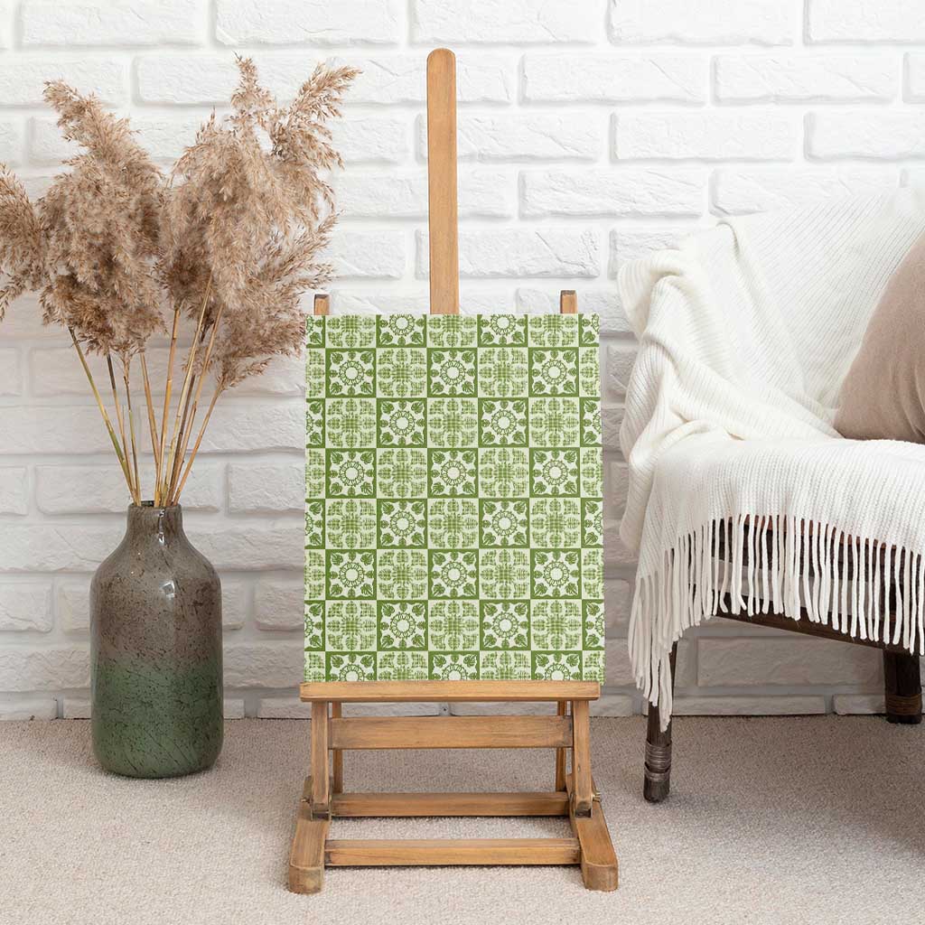 Omaomao Palaka Quilt Hawaii Canvas Wall Art Hawaiian Tropical Monstera Sea Turtle LT14 - Polynesian Pride