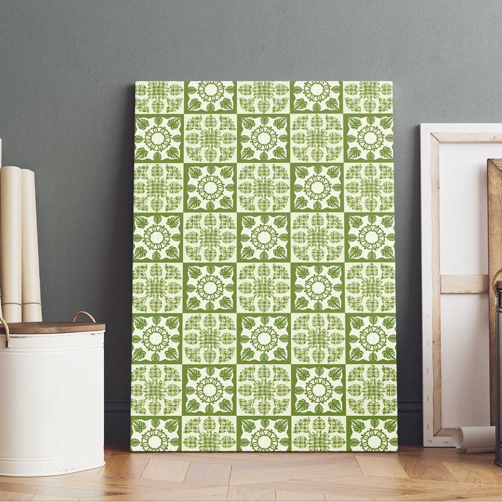 Omaomao Palaka Quilt Hawaii Canvas Wall Art Hawaiian Tropical Monstera Sea Turtle LT14 - Polynesian Pride