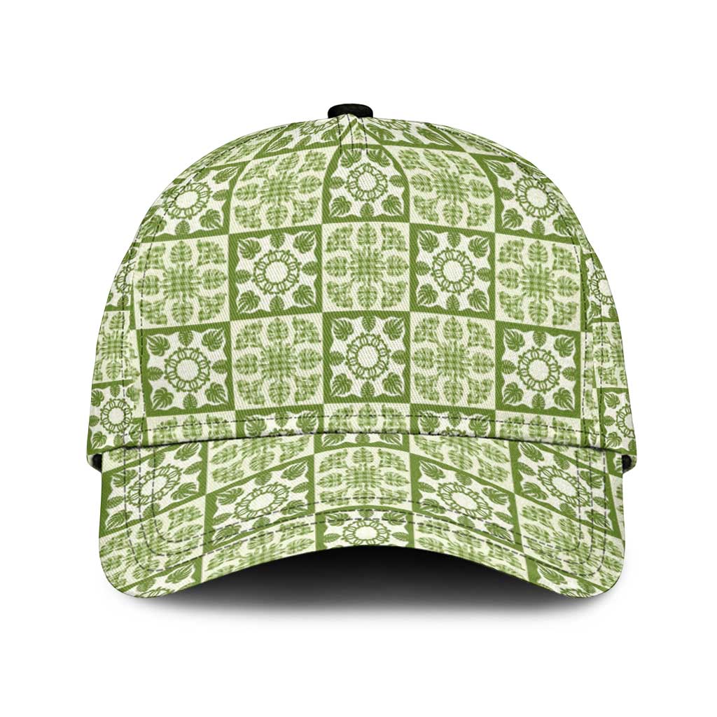 Omaomao Palaka Quilt Hawaii Classic Cap Hawaiian Tropical Monstera Sea Turtle LT14 Universal Fit Green - Polynesian Pride