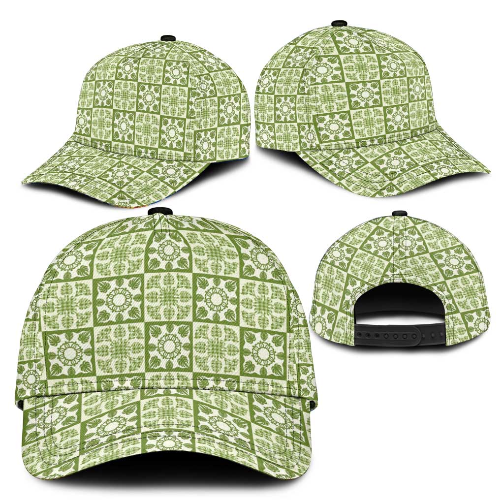 Omaomao Palaka Quilt Hawaii Classic Cap Hawaiian Tropical Monstera Sea Turtle LT14 - Polynesian Pride