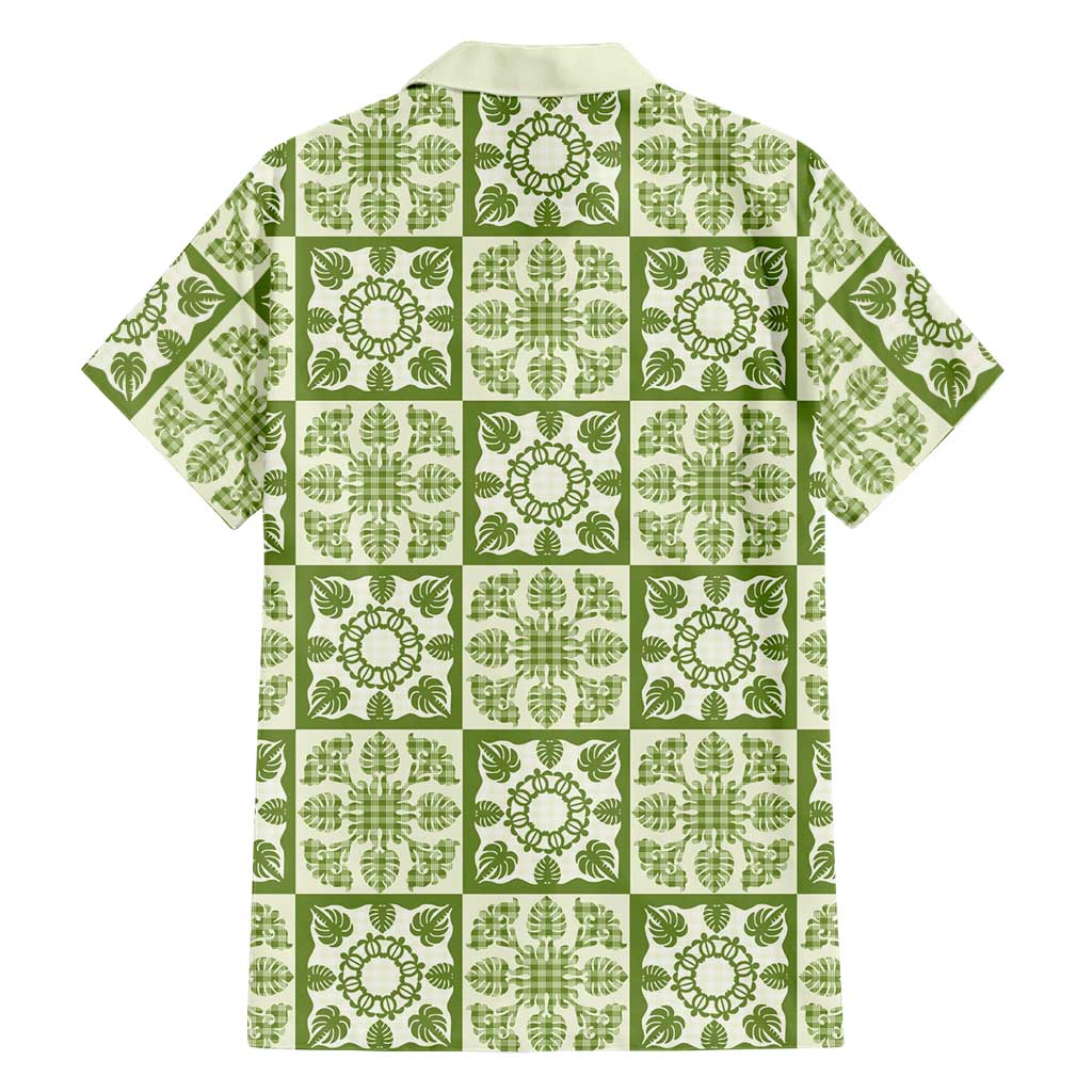 Omaomao Palaka Quilt Hawaii Family Matching Off The Shoulder Long Sleeve Dress and Hawaiian Shirt Hawaiian Tropical Monstera Sea Turtle