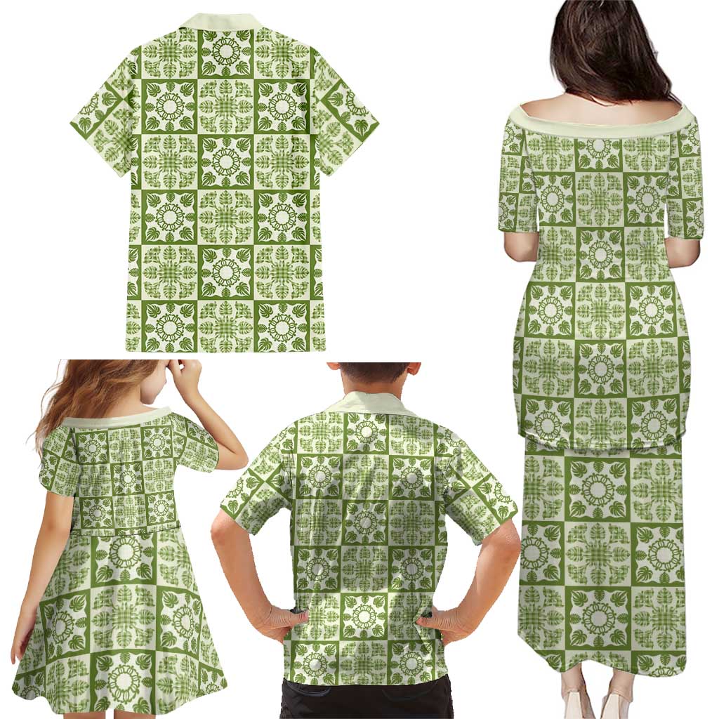 Omaomao Palaka Quilt Hawaii Family Matching Puletasi and Hawaiian Shirt Hawaiian Tropical Monstera Sea Turtle LT14 - Polynesian Pride