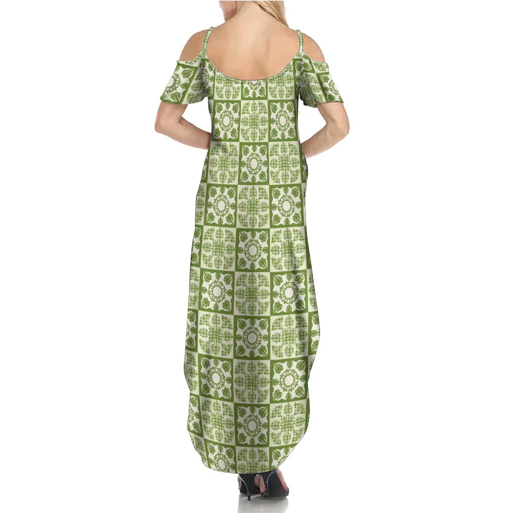 Omaomao Palaka Quilt Hawaii Family Matching Summer Maxi Dress and Hawaiian Shirt Hawaiian Tropical Monstera Sea Turtle LT14 - Polynesian Pride