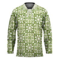 Omaomao Palaka Quilt Hawaii Hockey Jersey Hawaiian Tropical Monstera Sea Turtle LT14 Unisex Green - Polynesian Pride