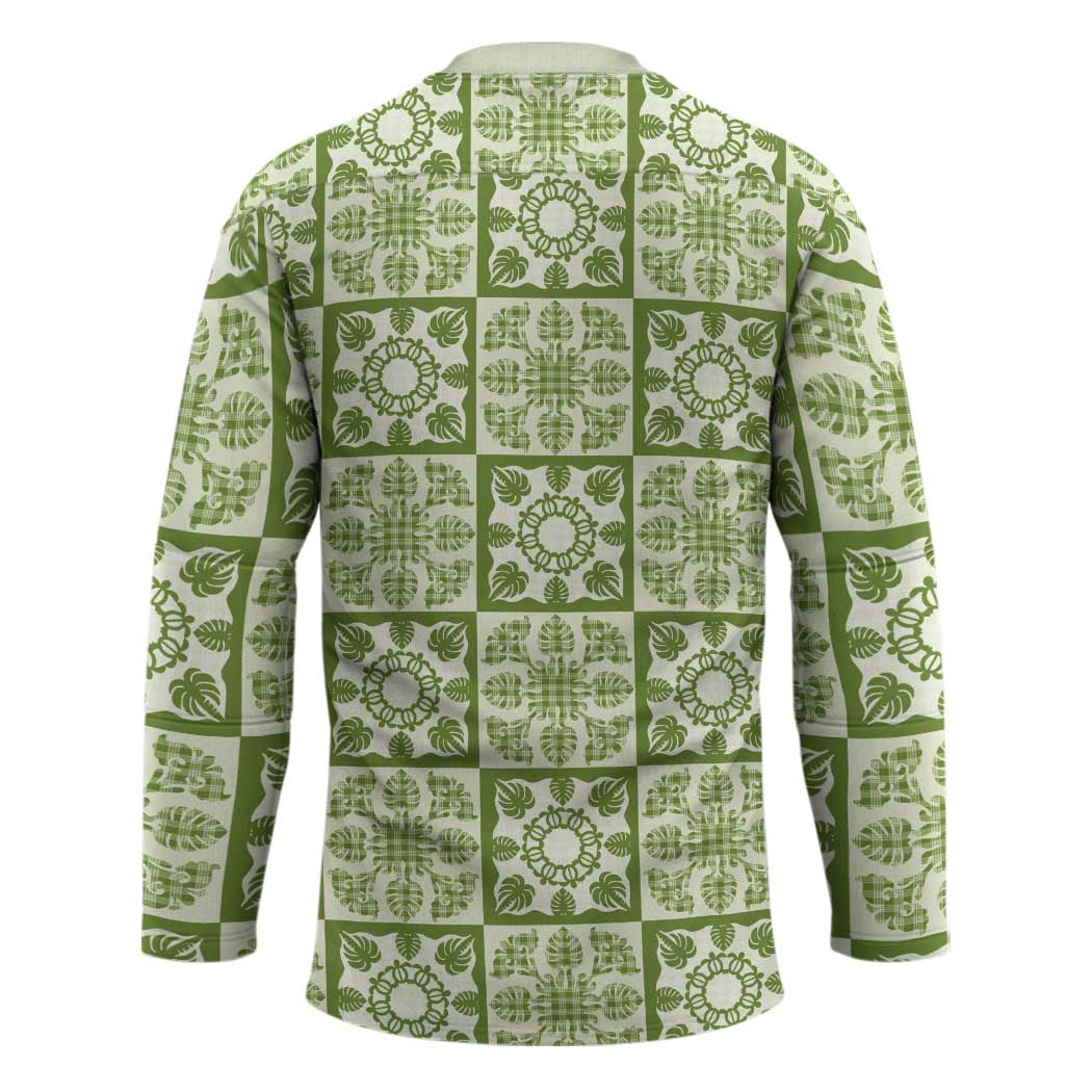 Omaomao Palaka Quilt Hawaii Hockey Jersey Hawaiian Tropical Monstera Sea Turtle LT14 - Polynesian Pride