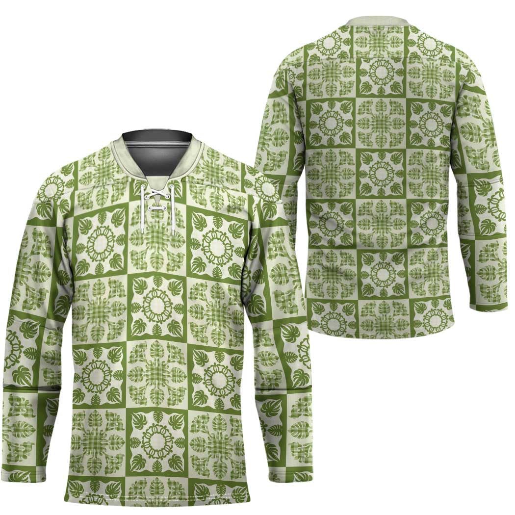 Omaomao Palaka Quilt Hawaii Hockey Jersey Hawaiian Tropical Monstera Sea Turtle LT14 - Polynesian Pride