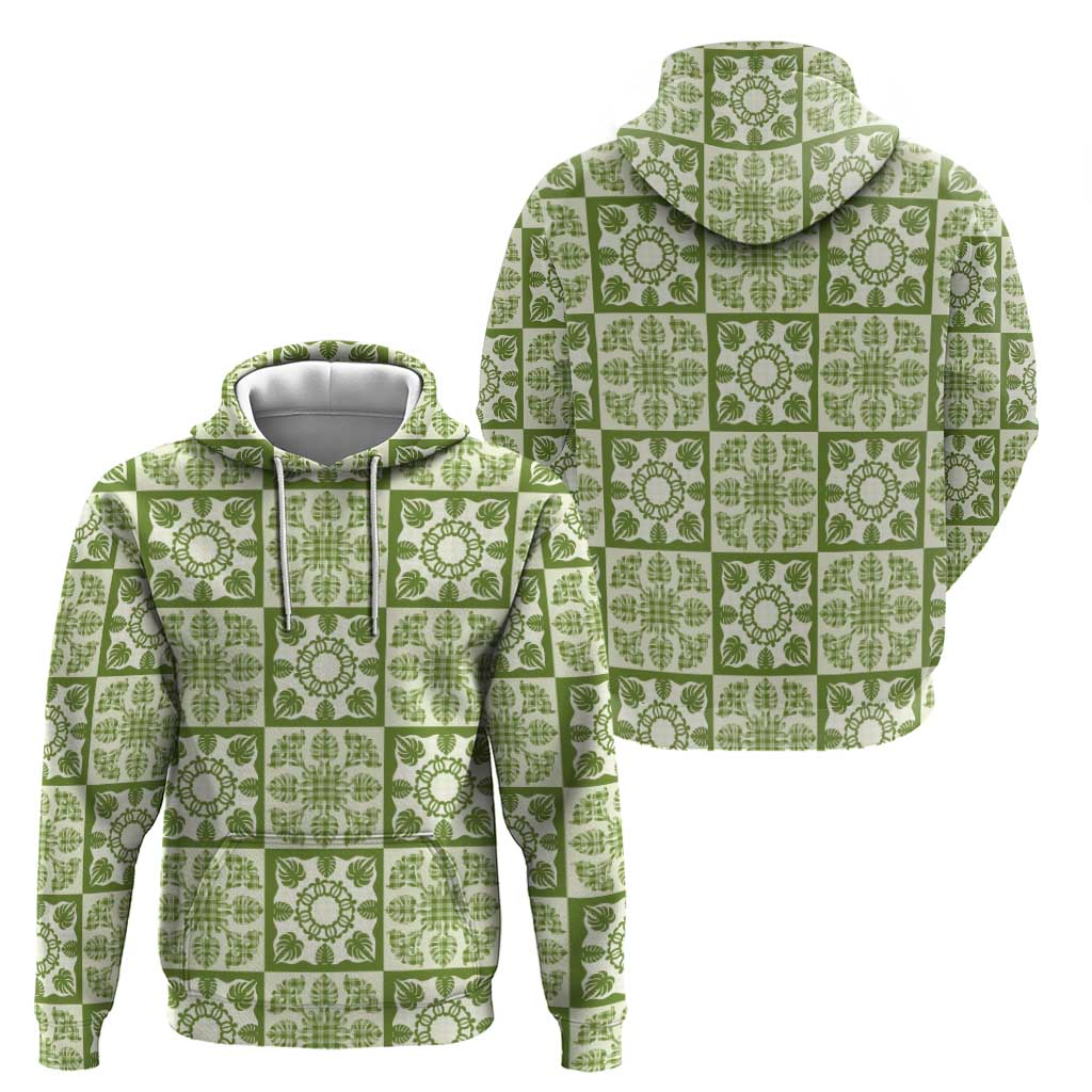 Omaomao Palaka Quilt Hawaii Hoodie Hawaiian Tropical Monstera Sea Turtle LT14 - Polynesian Pride