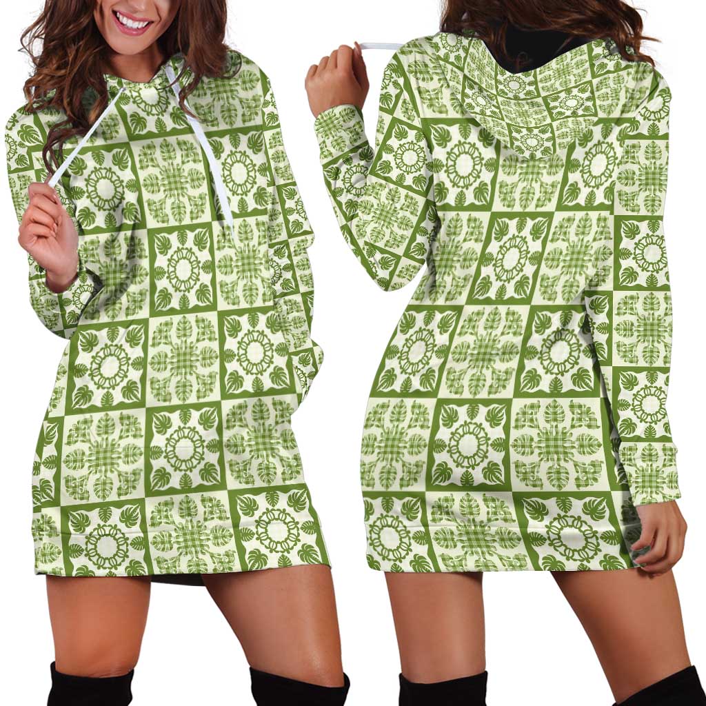Omaomao Palaka Quilt Hawaii Hoodie Dress Hawaiian Tropical Monstera Sea Turtle LT14 - Polynesian Pride