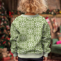 Omaomao Palaka Quilt Hawaii Kid Ugly Christmas Sweater Hawaiian Tropical Monstera Sea Turtle LT14 - Polynesian Pride