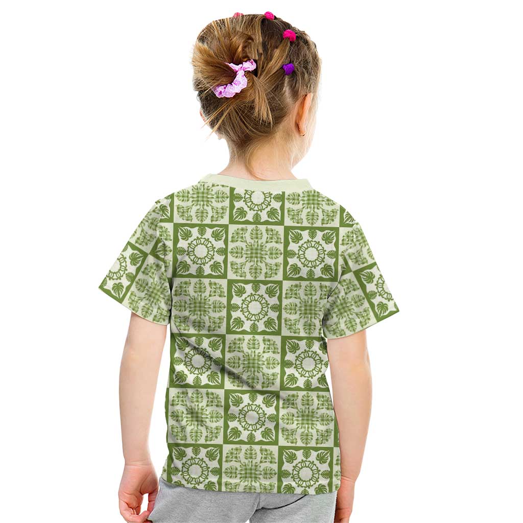 Omaomao Palaka Quilt Hawaii Kid T Shirt Hawaiian Tropical Monstera Sea Turtle LT14 - Polynesian Pride