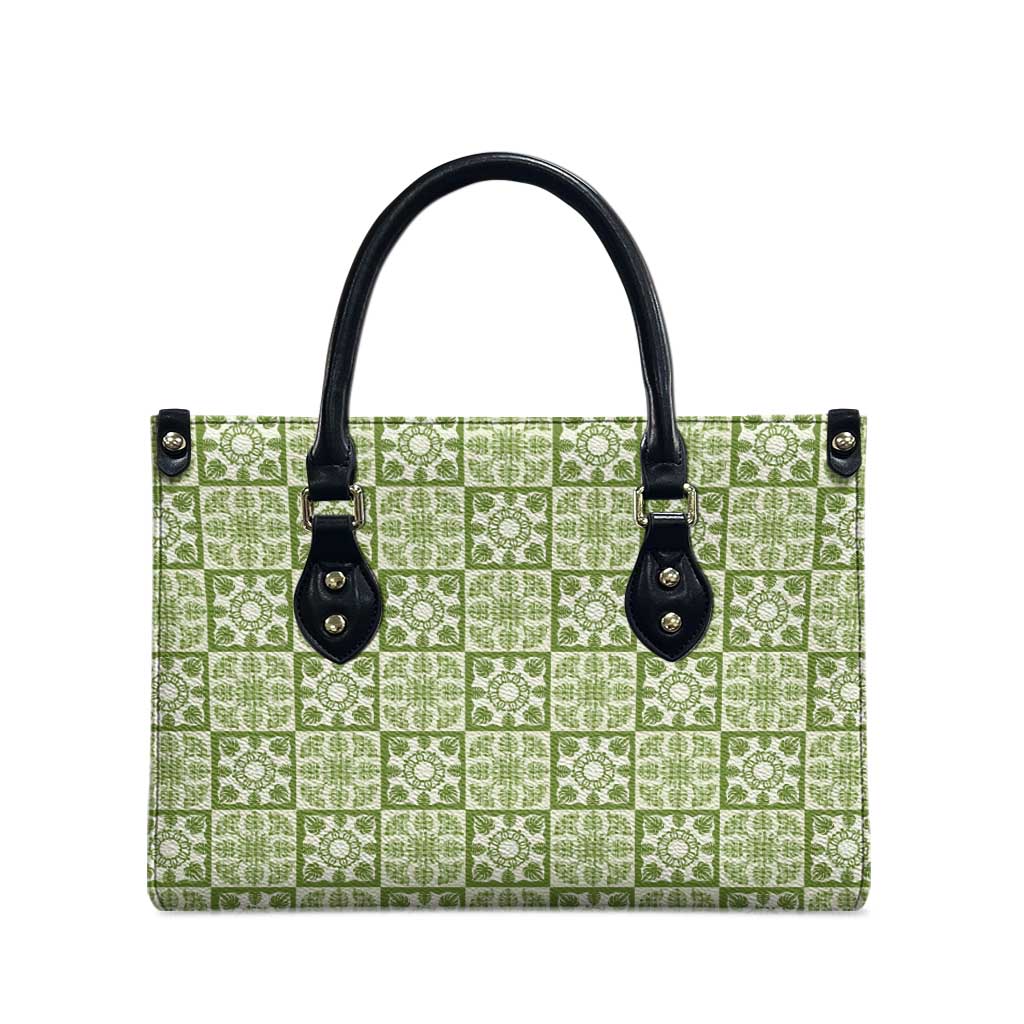 Omaomao Palaka Quilt Hawaii Leather Bag Hawaiian Tropical Monstera Sea Turtle