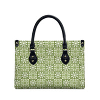 Omaomao Palaka Quilt Hawaii Leather Bag Hawaiian Tropical Monstera Sea Turtle
