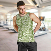 Omaomao Palaka Quilt Hawaii Men Tank Top Hawaiian Tropical Monstera Sea Turtle