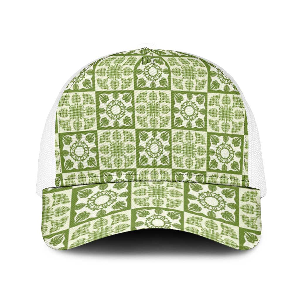 Omaomao Palaka Quilt Hawaii Mesh Trucker Cap Hawaiian Tropical Monstera Sea Turtle