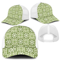 Omaomao Palaka Quilt Hawaii Mesh Trucker Cap Hawaiian Tropical Monstera Sea Turtle