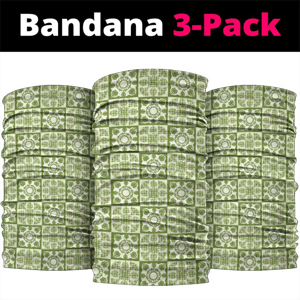 Omaomao Palaka Quilt Hawaii Neck Gaiter Hawaiian Tropical Monstera Sea Turtle