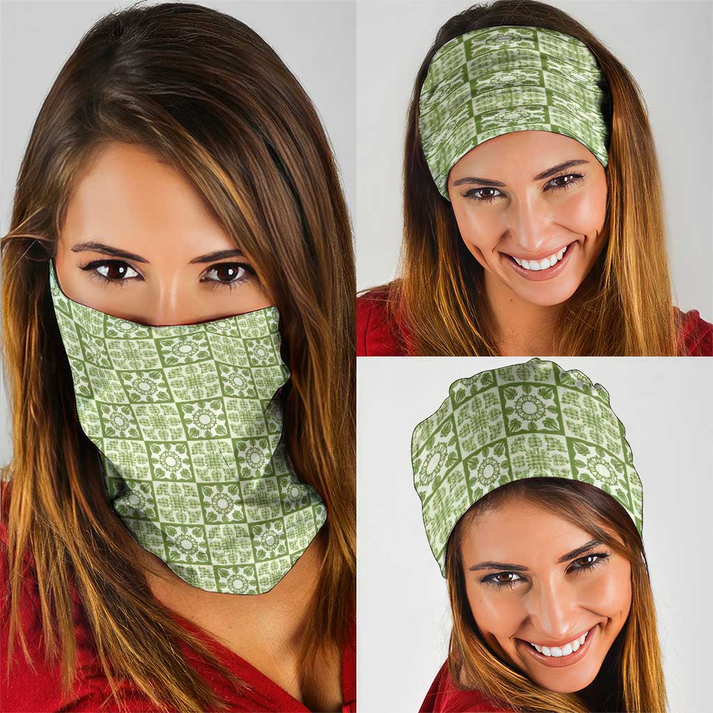 Omaomao Palaka Quilt Hawaii Neck Gaiter Hawaiian Tropical Monstera Sea Turtle