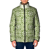Omaomao Palaka Quilt Hawaii Padded Jacket Hawaiian Tropical Monstera Sea Turtle LT14 Men Green - Polynesian Pride