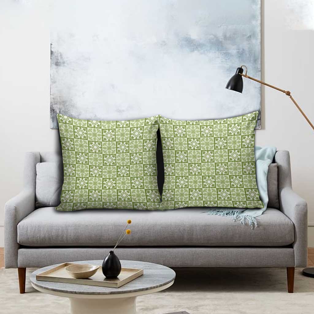 Omaomao Palaka Quilt Hawaii Pillow Cover Hawaiian Tropical Monstera Sea Turtle